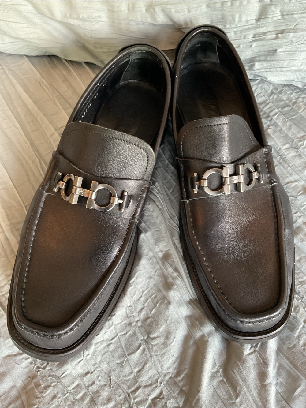 Salvatore Ferragamo Brown Leather Horsebit Loafers